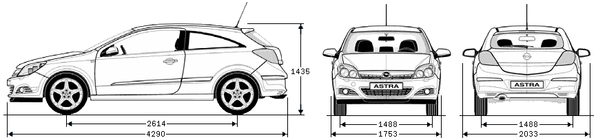 Opel Astra GTC - размеры