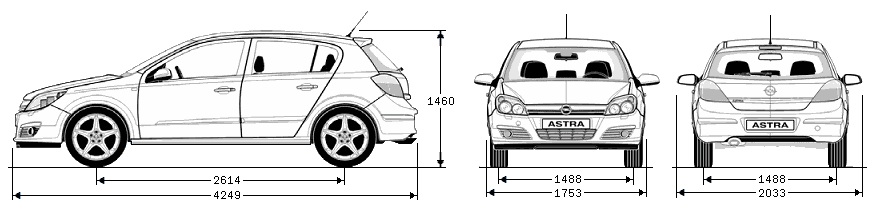 Opel Astra 5 Door - размеры