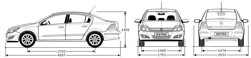 Opel Astra Sedan - размеры