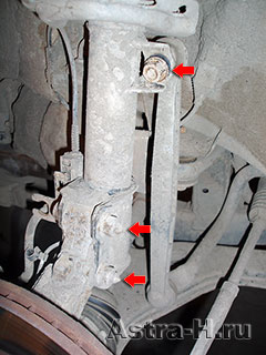 Снятие, установка и разборка передней амортизаторной стойки (для применения на моделе Opel Astra G)